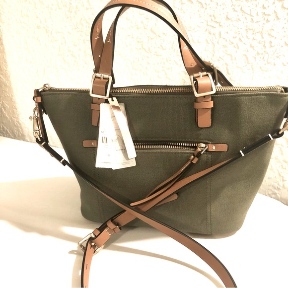 Parfois NWT Canvas Waterproof Convertible Khaki Green Women’s Bag - Picture 1 of 15